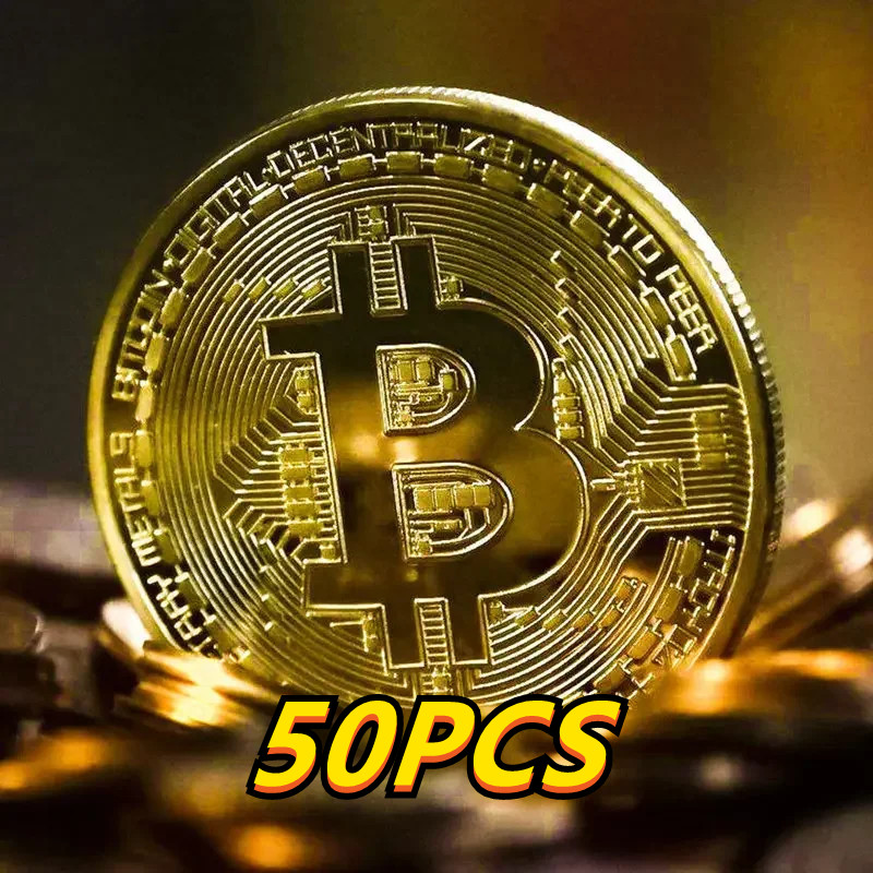 Arcade Game Coin - 60-2PCS 골드 도금 Bitcoin 동전 소장