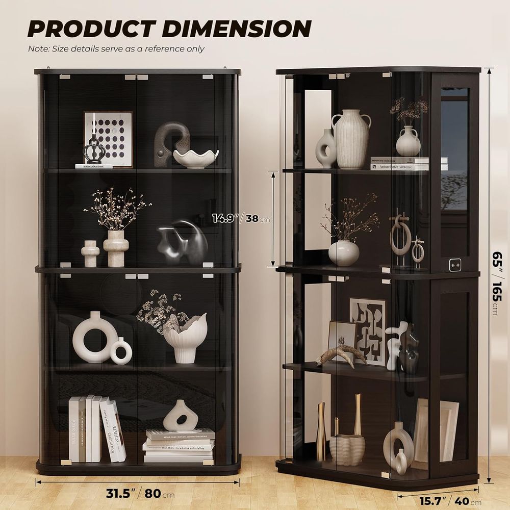 둥근 모양의 유리문이 있는 진열장, 투명한 전체 전시  - Glass Cabinet Display 리뷰 및 가격