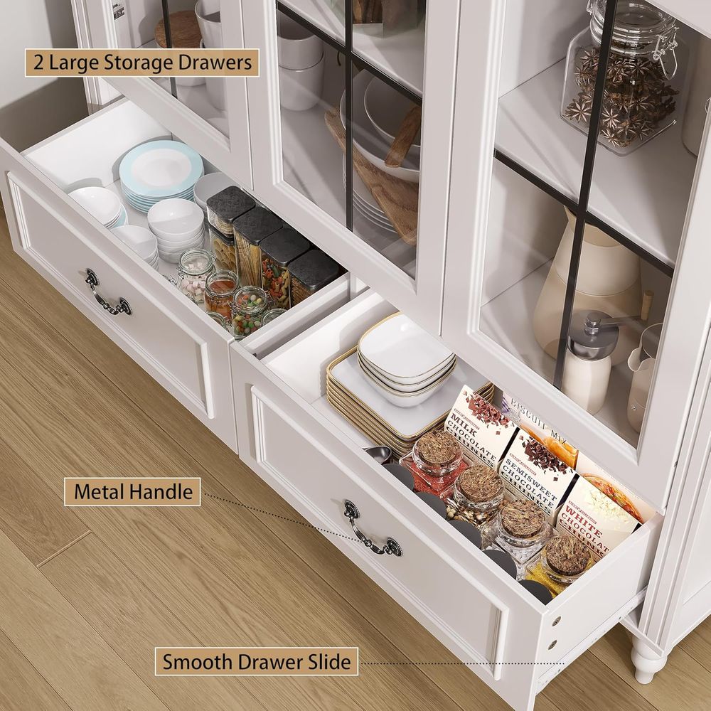 70.8인치 높이의 아치형 주방 팬트리 캐비닛, 유리문 - Glass Cabinet Display 리뷰 및 가격