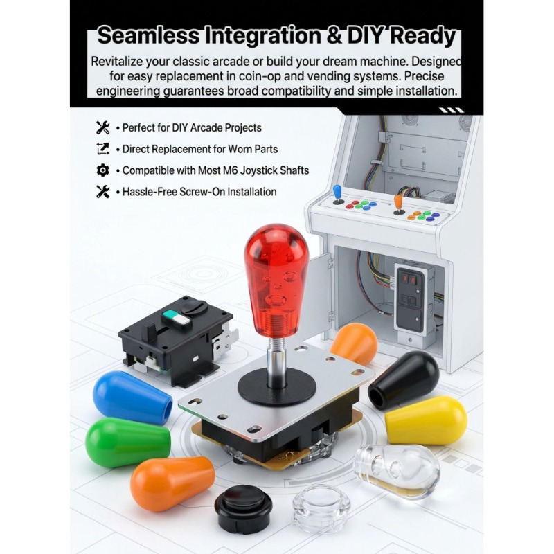 1 PCS M6 조이스틱 조이스틱 용 미국식 볼 헤드  - Arcade Game Vending Machine 리뷰 및 가격